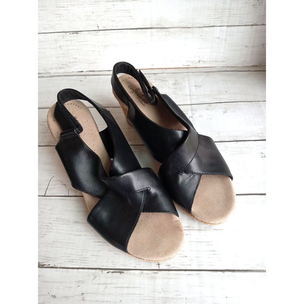 Clarks Collection Size  9 M Black Wedge Slingback Lafley Alaine